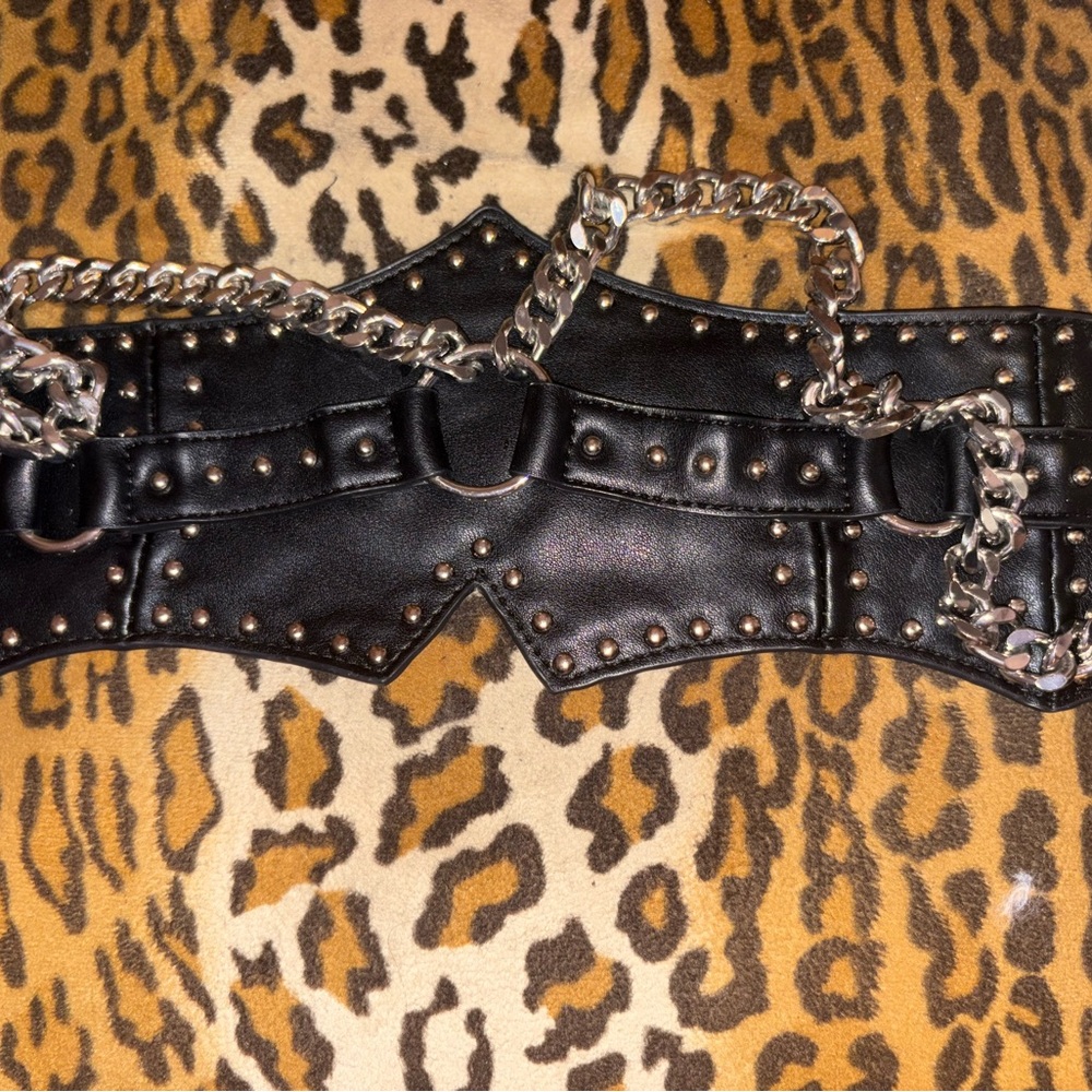 Black Studded Chain Belt